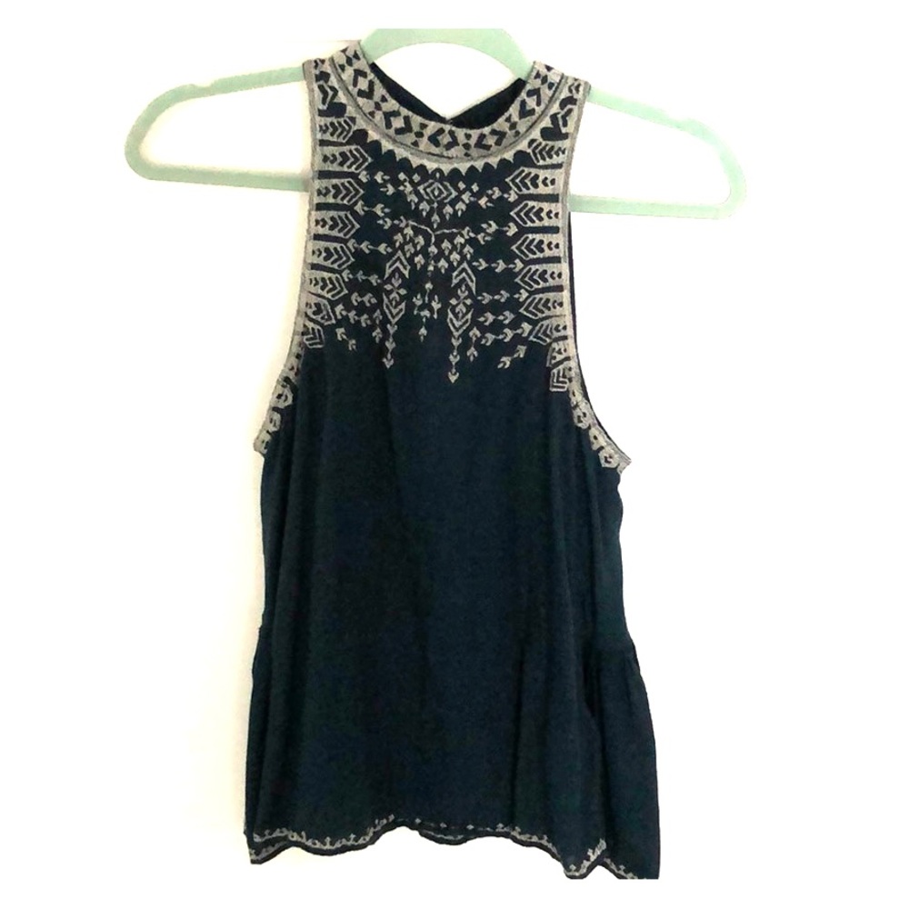 Embroidered Teal OU Top